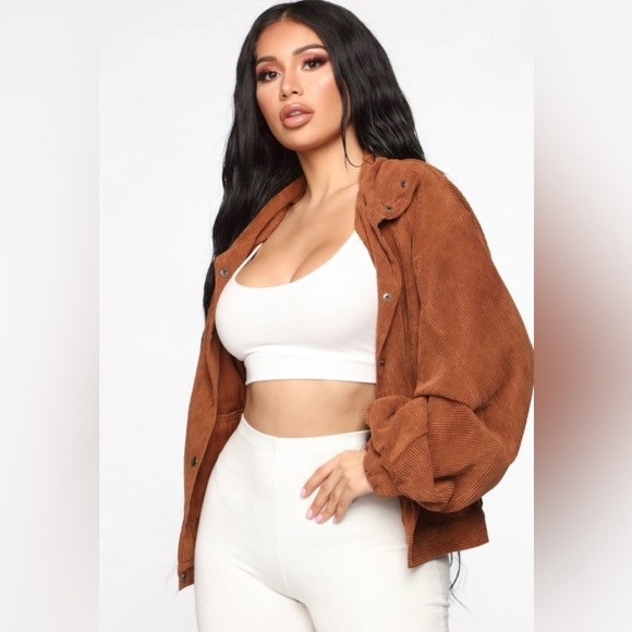 Fashion Nova Jackets & Blazers - Fashion Nova Brown Cognac Corduroy Oversized Jacket